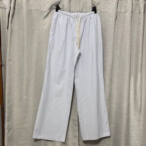 Like New Cotton Blend PullOn Pants-Sz M-Blue/White Striped-Wide Leg-Drawstring